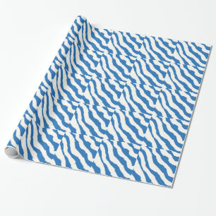 Papier Cadeau Motif à rayures zèbres bleu et blanc