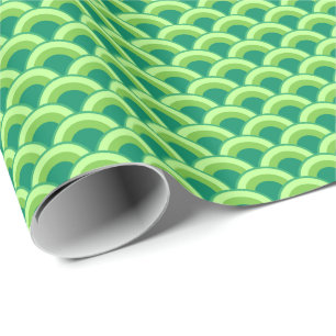 Papier Cadeau Motif à vagues Art déco - vert jade