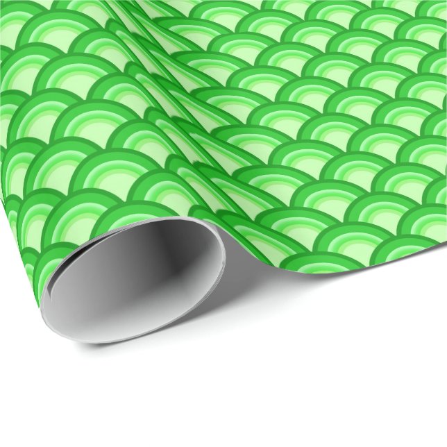 Papier Cadeau Motif à vagues Art déco - vert jade (Coin rond)