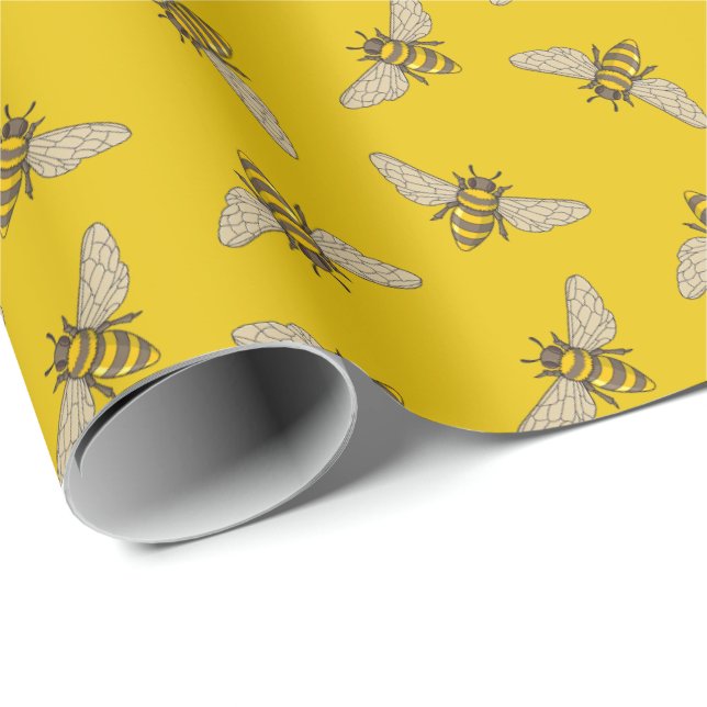 Papier Cadeau Motif abeilles (Coin rond)