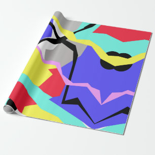 Papier Cadeau Motif Abstrait Art jaune gris blanc
