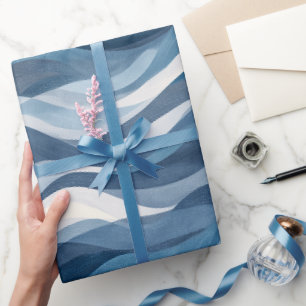 Papier Cadeau Motif abstrait blanc de brume bleue profonde de va