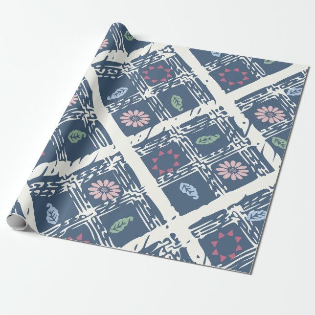 Papier Cadeau Motif Abstrait Bleu (Déroulé)