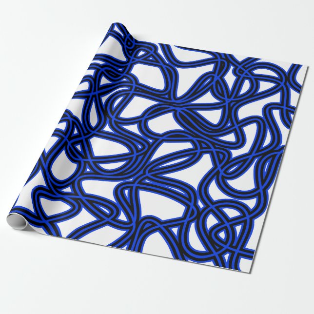 Papier Cadeau motif Abstrait - bleu (Déroulé)