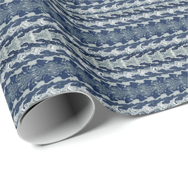 Papier Cadeau Motif Abstrait Bleu Marine   (Coin rond)
