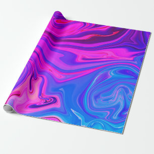 Papier Cadeau Motif Abstrait bleu néon violet rose