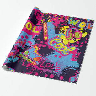 Papier Cadeau motif Abstrait d'adolescents grognon sans soudure.