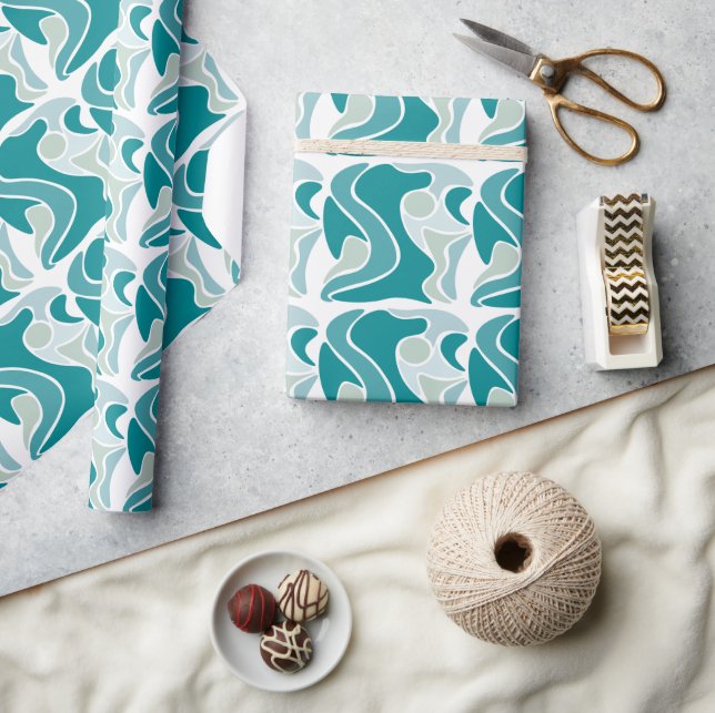 Papier Cadeau motif Abstrait dans les tons bleus (Artisanat)
