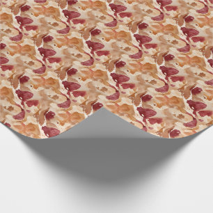 Papier Cadeau Motif abstrait d'aquarelle dans des couleurs chaud