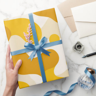 Papier Cadeau Motif Abstrait de Crème de Moutarde Jaune Rétro