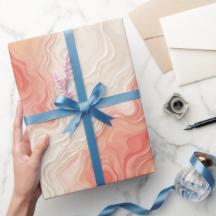 Papier Cadeau Motif abstrait de flux d'eau corail fluide pêche