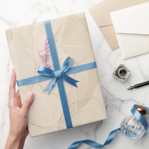 Papier Cadeau Motif Abstrait de Flux Minimaliste Moderne Beige