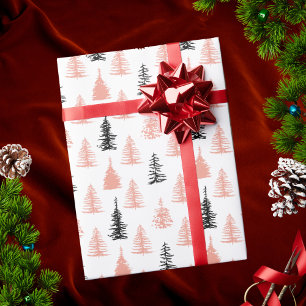 Papier Cadeau Motif Abstrait de forêt de Noël moderne