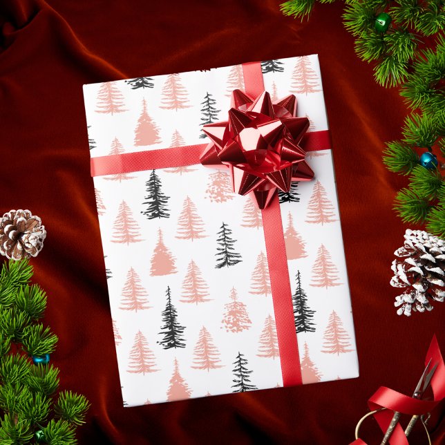 Papier Cadeau Motif Abstrait de forêt de Noël moderne (Créateur téléchargé)