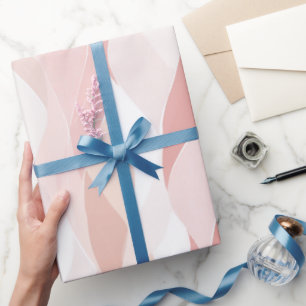 Papier Cadeau Motif Abstrait de Vague de Rose Pâle Élégante