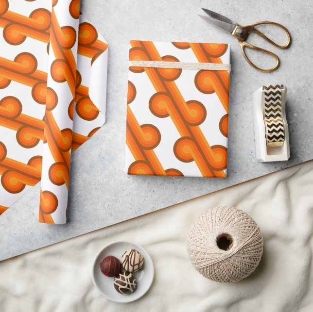 Papier Cadeau Motif abstrait de vagues funky rétro chic (Artisanat)