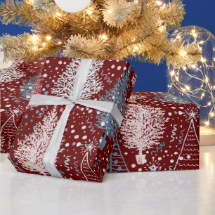Papier Cadeau Motif Abstrait des arbres de Noël