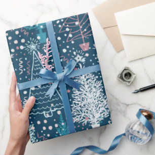 Papier Cadeau Motif Abstrait des arbres de Noël