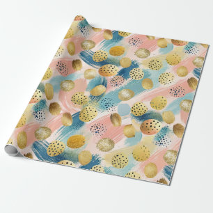 Papier Cadeau Motif Abstrait en forme de brosse et d'or