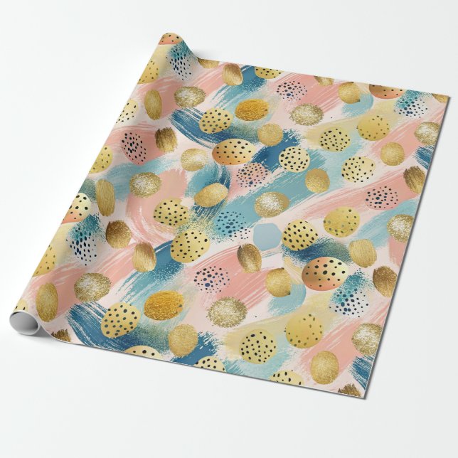 Papier Cadeau Motif Abstrait en forme de brosse et d'or (Déroulé)