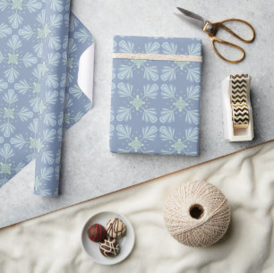 Papier Cadeau Motif Abstrait Floral Bleu