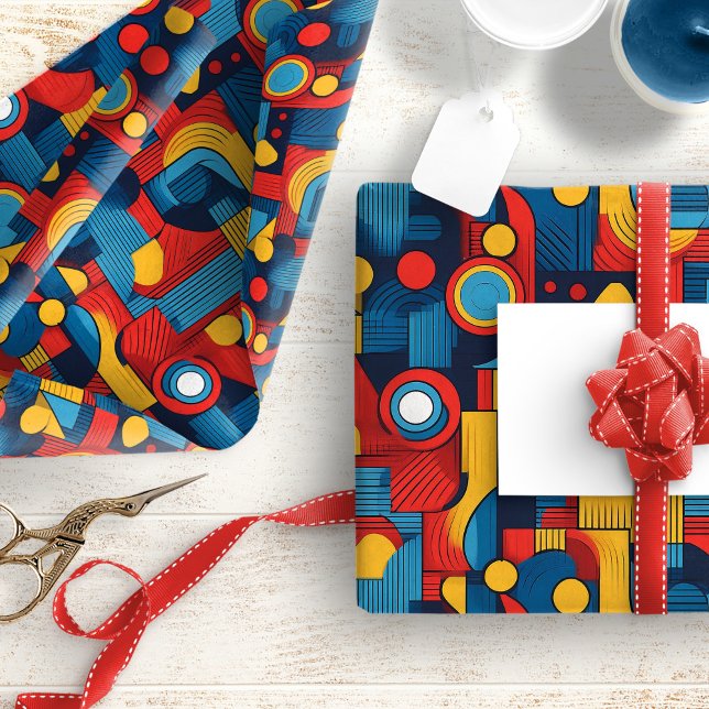 Papier Cadeau Motif Abstrait géométrique Bauhaus n° 4 ID1068 (Créateur téléchargé)