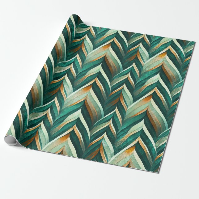 Papier Cadeau Motif abstrait géométrique de la nature vert olive (Déroulé)