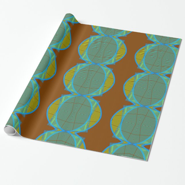 Papier Cadeau Motif Abstrait géométrique moderne Brown bleu (Déroulé)