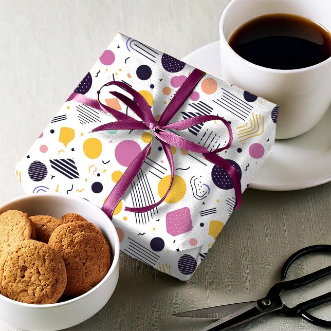Papier Cadeau Motif Abstrait Géométrique Rétro #8 Magenta ID1067 (Créateur téléchargé)