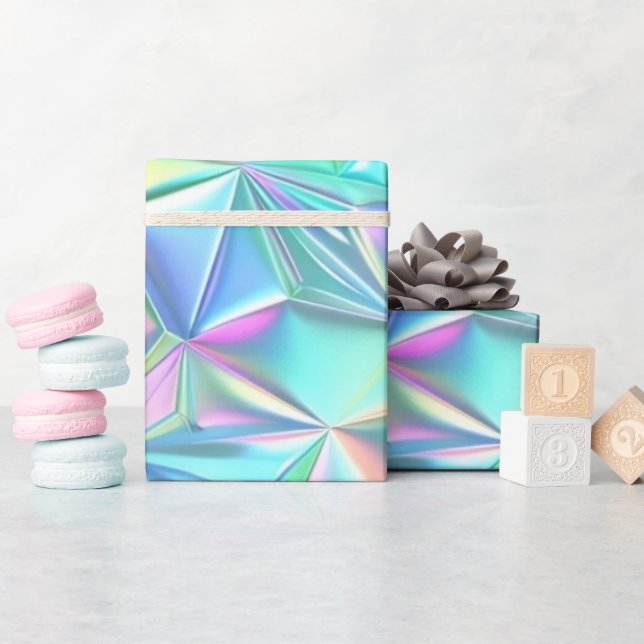 Papier Cadeau Motif Abstrait holographique (Baby Shower)
