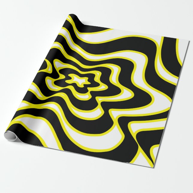 Papier Cadeau motif Abstrait - jaune (Déroulé)