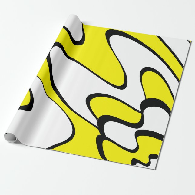 Papier Cadeau motif Abstrait - jaune (Déroulé)