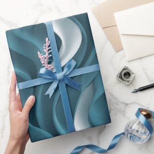 Papier Cadeau Motif Abstrait Moderne de Vague de Bleu Turquoise