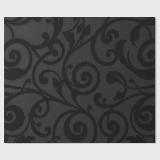 Papier Cadeau Motif Abstrait noir torride (Plat)