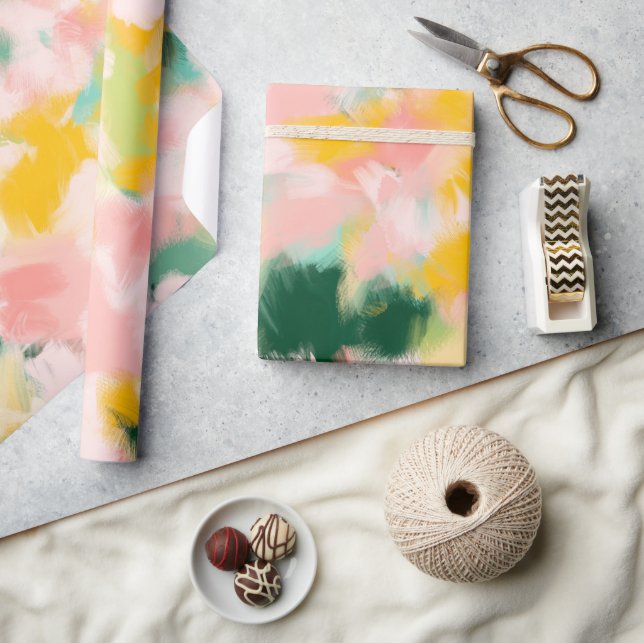 Papier Cadeau motif Abstrait peint brillant (Artisanat)