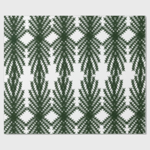 Papier Cadeau Motif Abstrait Personnalisé d'Arbre de Pin Vert Fo