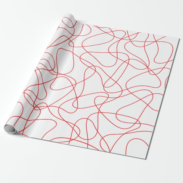 Papier Cadeau motif Abstrait - rouge et blanc. (Déroulé)
