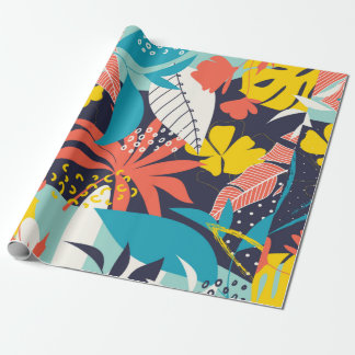 Papier Cadeau Motif abstrait tendance avec feuilles tropicaux lu
