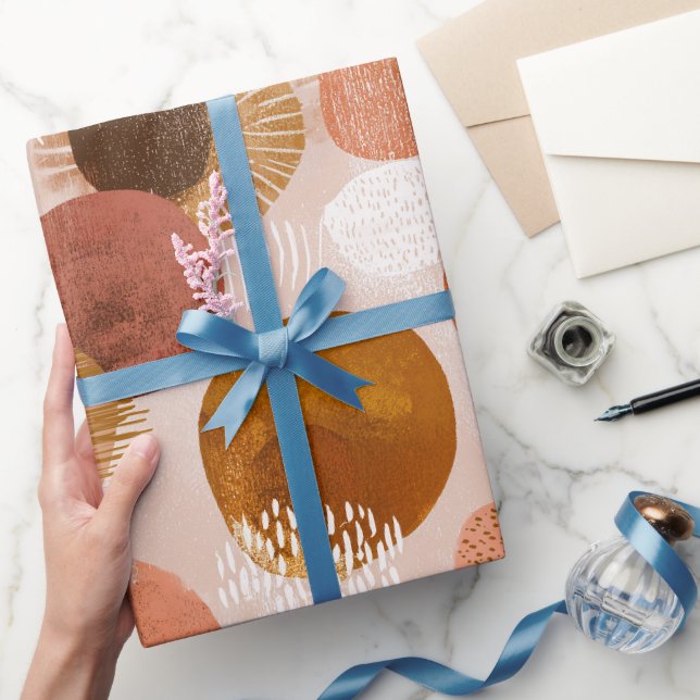 Papier Cadeau Motif abstrait terracotta tons terre Boho (Cadeaux)