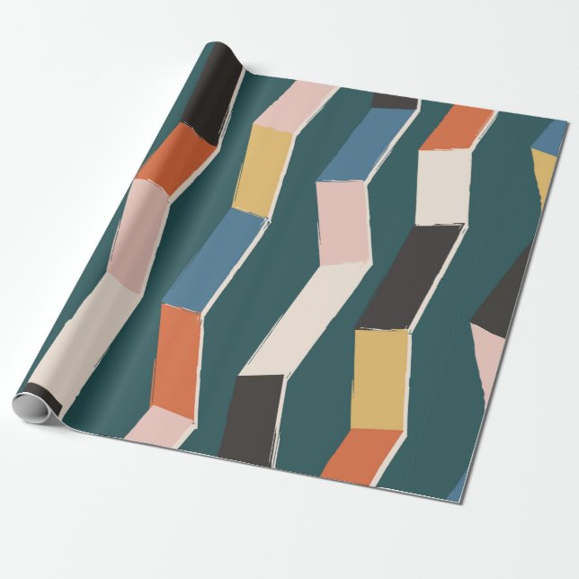 Papier Cadeau Motif Abstrait zig zag sans soudure, fer peint à l (Déroulé)