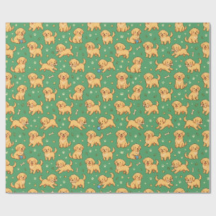 Papier Cadeau Motif adorable de chiot doré