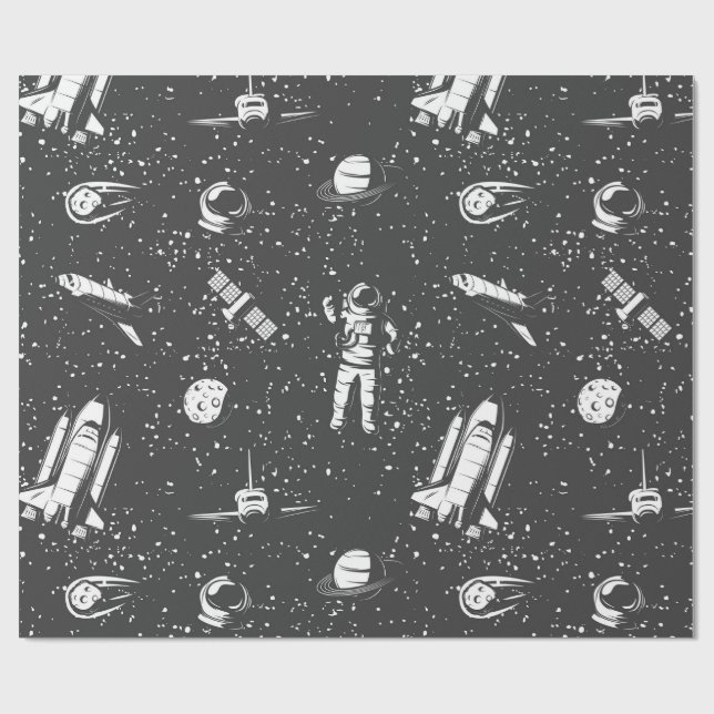Papier Cadeau Motif aérospatial astronaute (Plat)