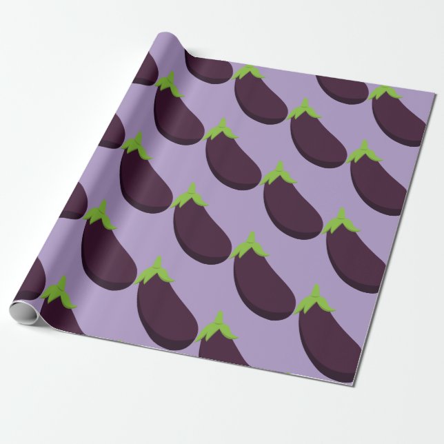 Papier Cadeau Motif alimentaire Aubergine violette Eggplant (Déroulé)