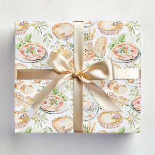 Papier Cadeau Motif alimentaire méditerranéen aquarelle