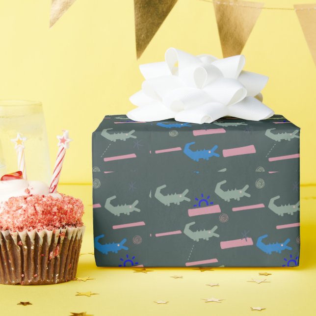 Papier Cadeau Motif Alligator (Fête d'anniversaire)