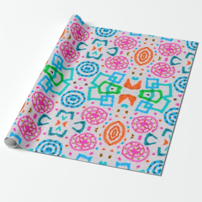 Papier Cadeau Motif américain. Impression Ikat transparente. Mod (Déroulé)