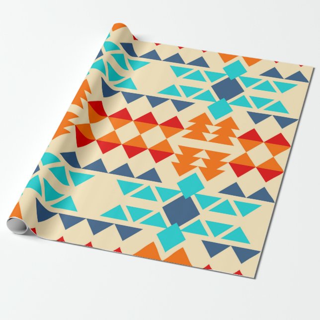 Papier Cadeau Motif amérindien sans soudure rhombus et tr (Déroulé)