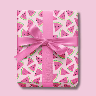 Papier Cadeau Motif amusant de pastèque rose tropicale d'été