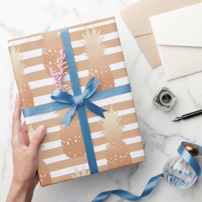 Papier Cadeau Motif Ananas Dorés (Cadeaux)