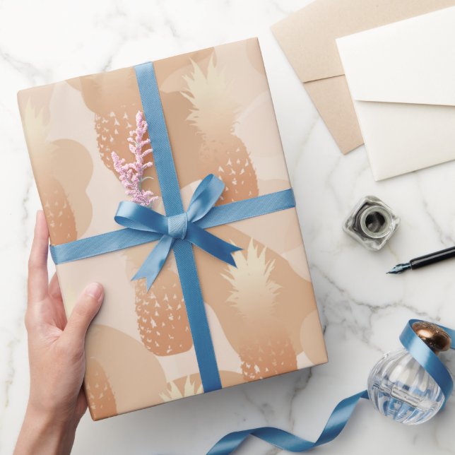 Papier Cadeau Motif Ananas Dorés (Cadeaux)